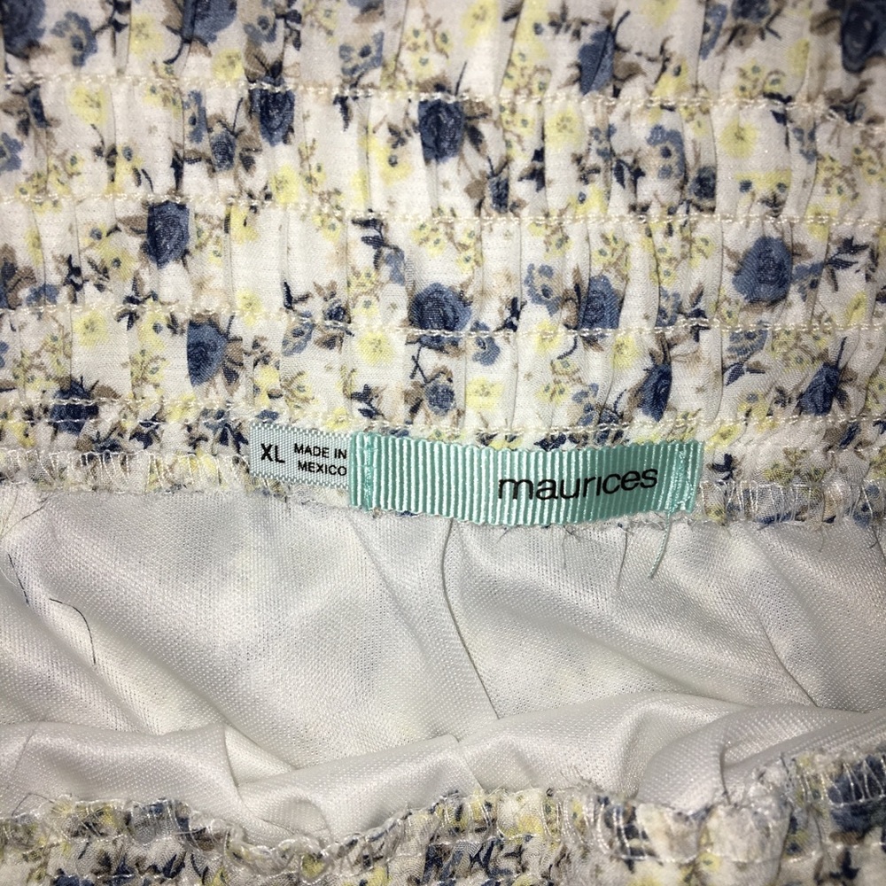 White/Blue Floral Pattern Ruffle Skirt - Picture 3 of 3